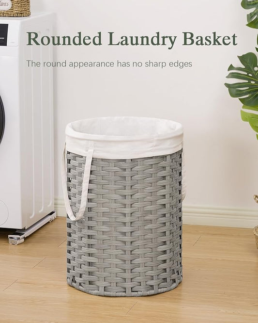Laundry Hamper Laundry Basket Round 19.0 Gal Handwoven Rattan Laundry Basket - Image 2