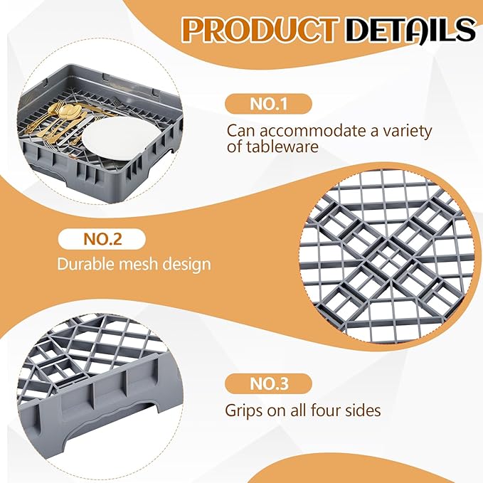 Commercial Dishwasher Tray Rack Polypropylene Full Size Flatware Rack - Image 3