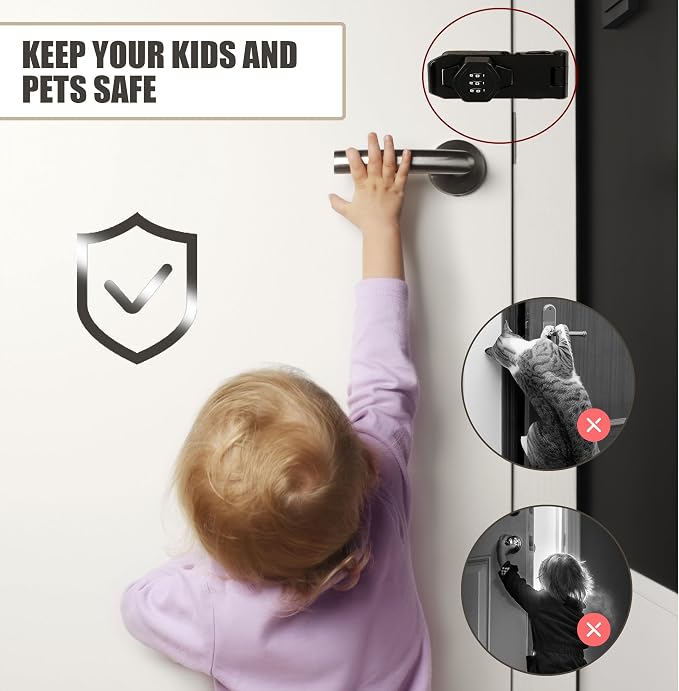 Password Rotary Hasp Locks, Digit Combination Lock Door Security Slide Latch - Image 4