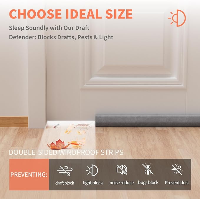 Door Draft Stopper for Bottom of Door, Under Door Gap Filler/Seal for Big Gap - Image 3