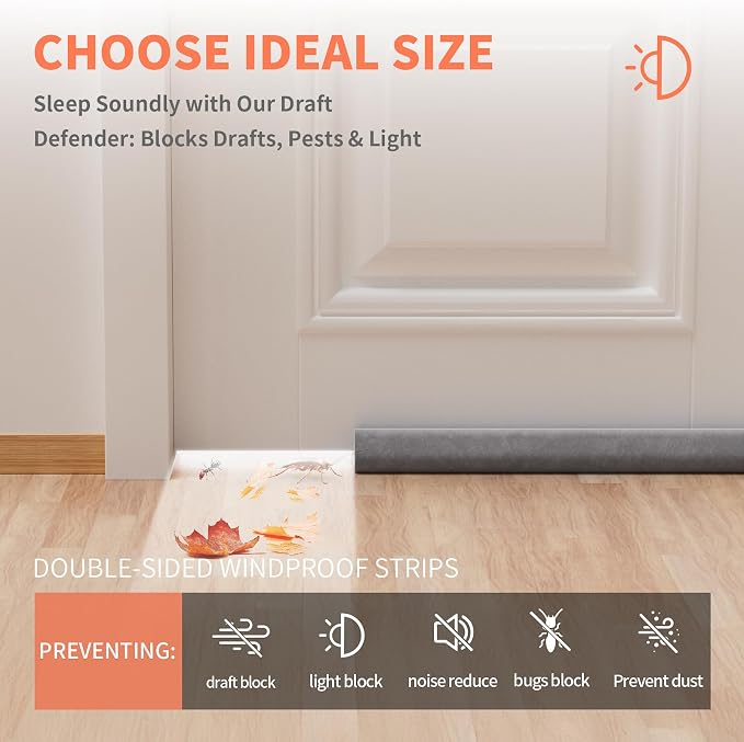 Door Draft Stopper for Bottom of Door, Under Door Gap Filler/Seal for Big Gap - Image 3