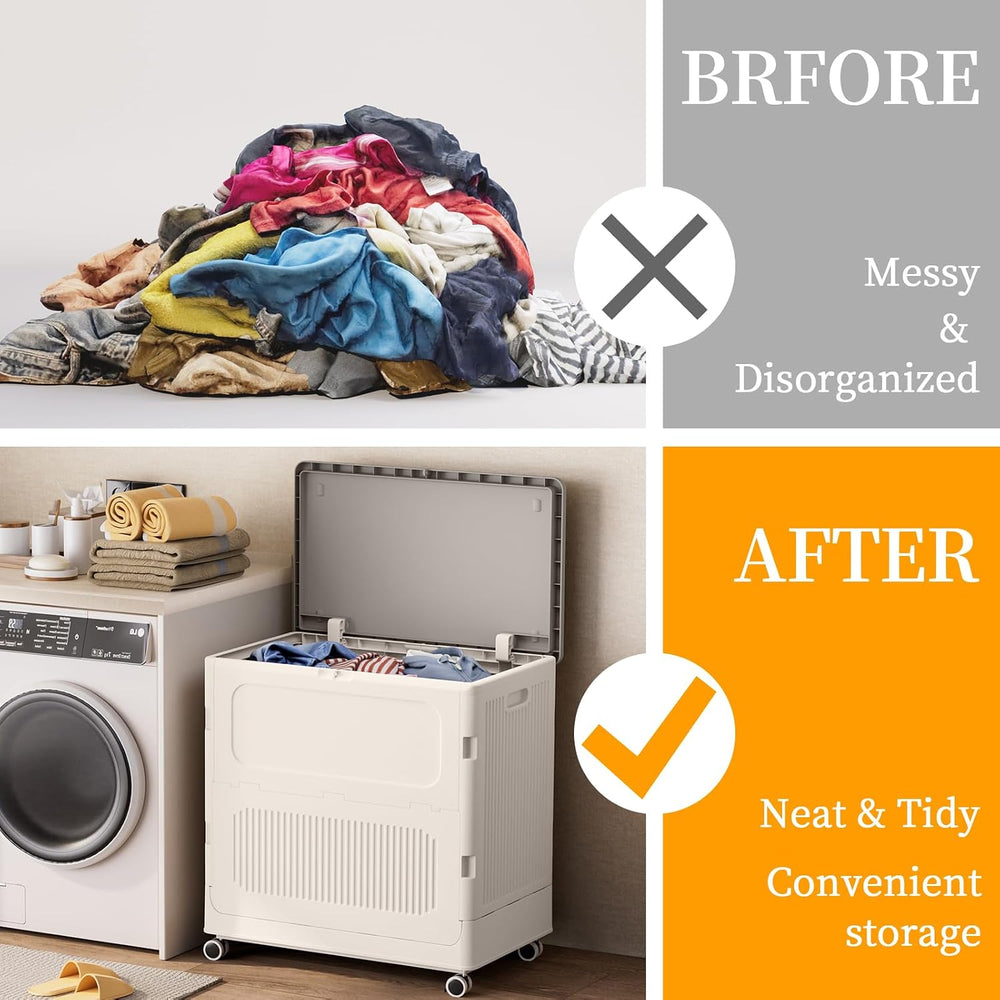 130L Rolling Laundry Hamper with Lid Laundry Basket
