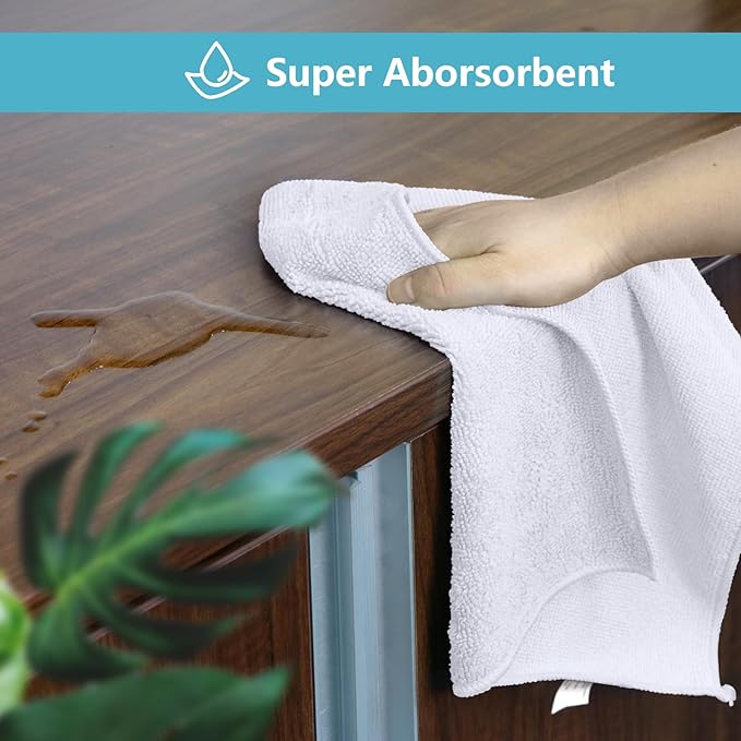 HOMEXCEL White Microfiber Cleaning Cloth, 100 Pack Cleaning Towels - Image 3