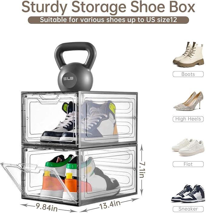 12 Pack Shoe Boxes Shoes Organizer, Shoe Storage Organizer Boxes - Image 2