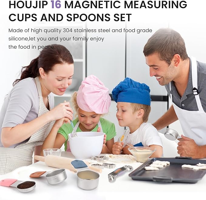 Magnetic Measuring Cups and Spoons Set-Heavy Duty 304 Stainless Steel，Double - Image 3