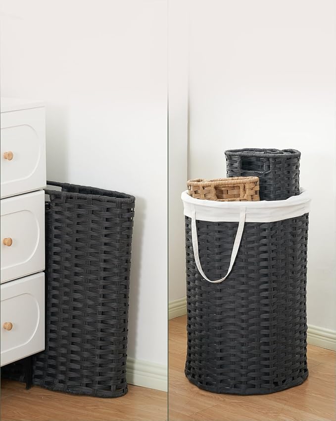 Laundry Hamper with Lid Laundry Basket with Lid 19.0 Gal Round Wicker Laundry - Image 5