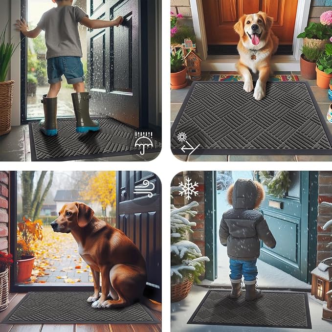 Smiry Front Door Mat Outside Entrance, Heavy Duty Outdoor Indoor Natural Rubber - Image 7