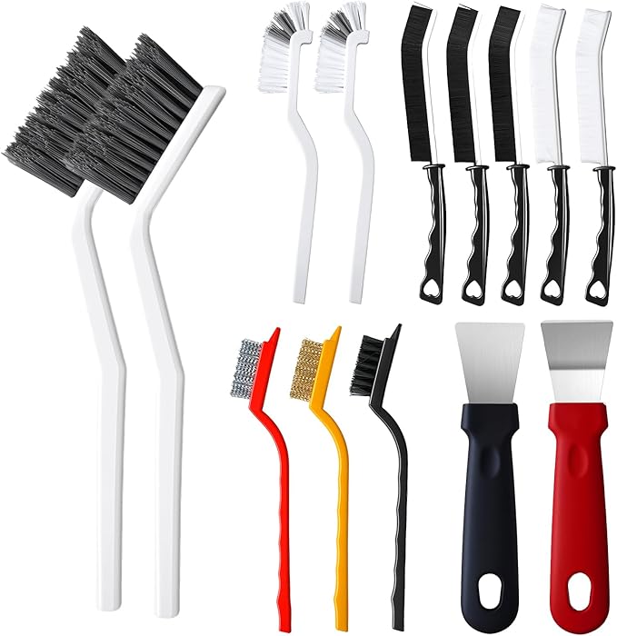 14Pcs Crevice Cleaning Brush Set, V Shape Grout Cleaner Brush by Agotglmi