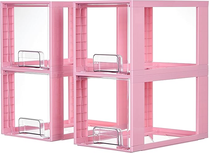Vtopmart 4 Pack Large Stackable Storage Drawers, Easily Assemble Acrylic by Vtopmart