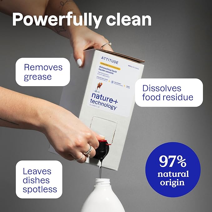 ATTITUDE Dish Soap, EWG Verified, Plant-Based & Vegan Dishwashing Liquid - Image 3