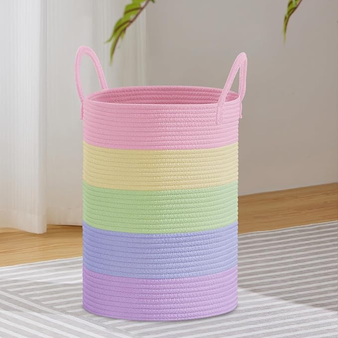 VIPOSCO Large Laundry Hamper, Tall Woven Rope Storage Basket by VIPOSCO