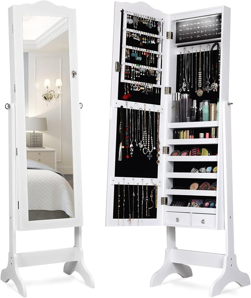 Giantex Jewelry Armoire Organizer with Full Length Mirror, 14 LEDs Floor Stan...