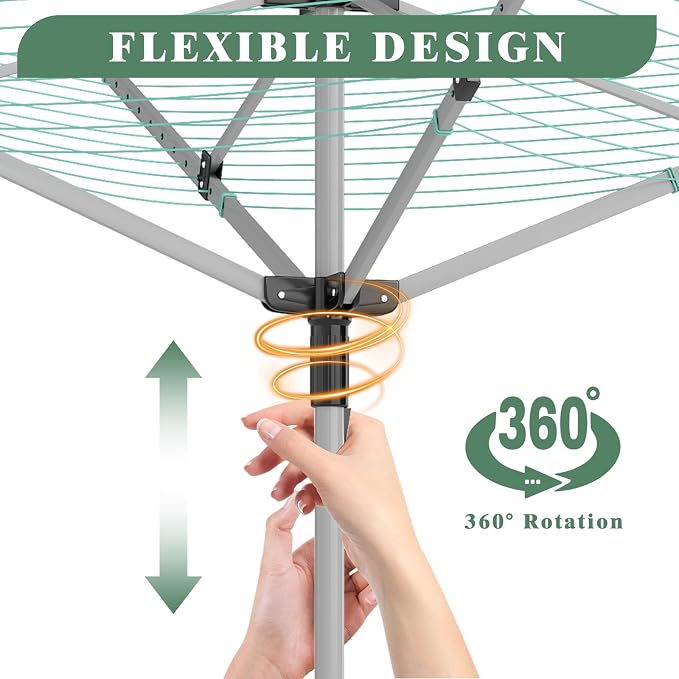 Outdoor Umbrella Drying Rack 165 Feet Umbrella Clothesline - Image 4