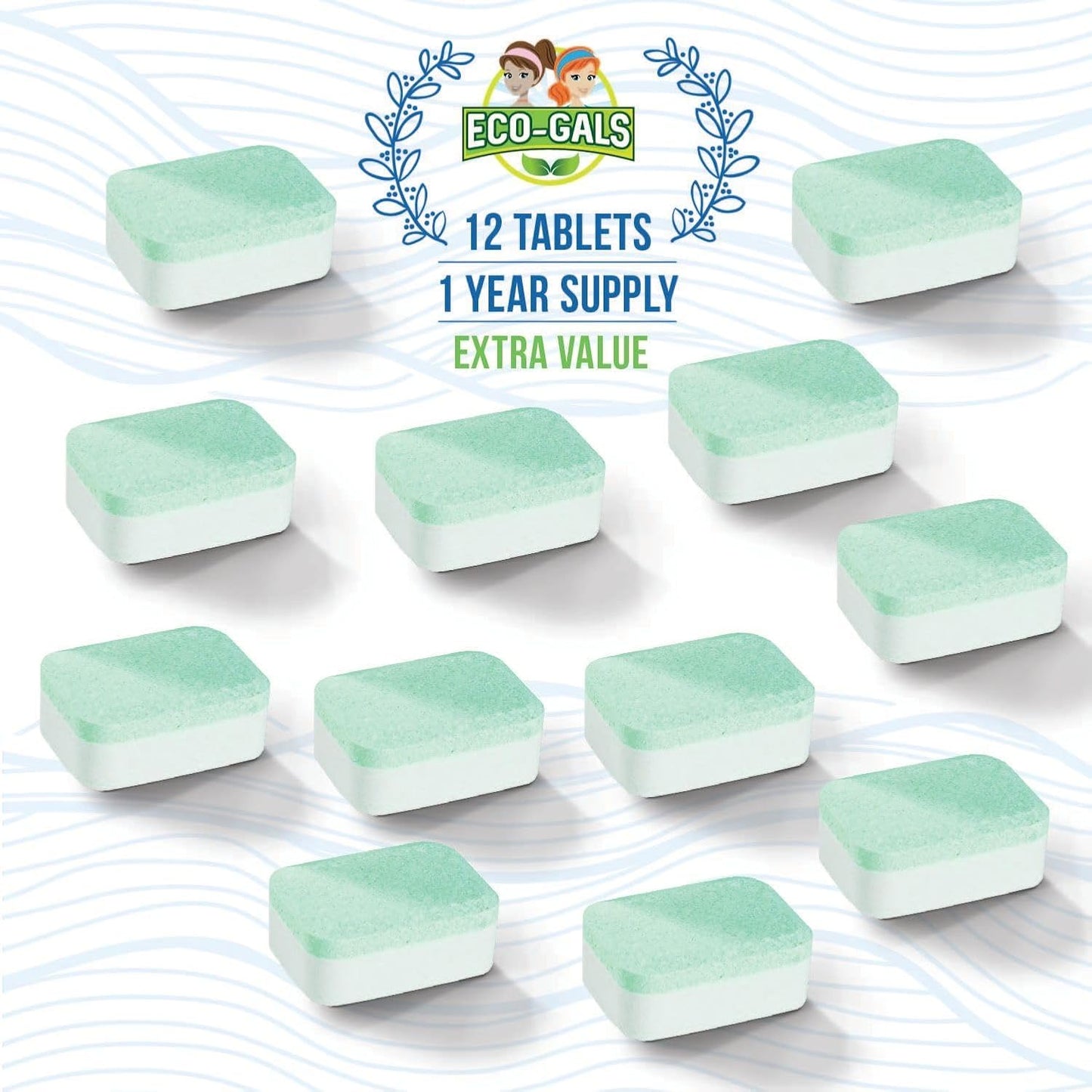 Eco-Gals Dishwasher Cleaner - 12 Tablets - 12 Month Supply - Unscented