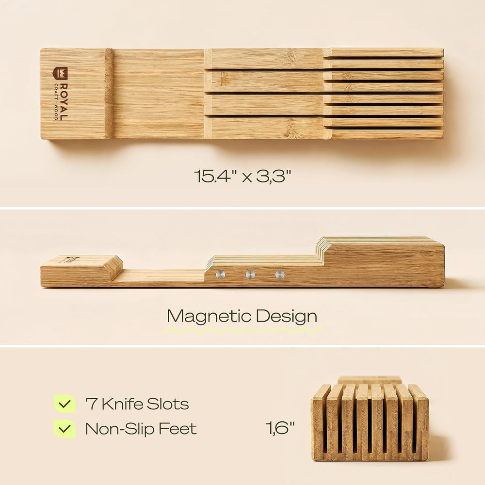 Drawer Organizer for Kitchen Organization – Expandable Bamboo Silverware Draw...