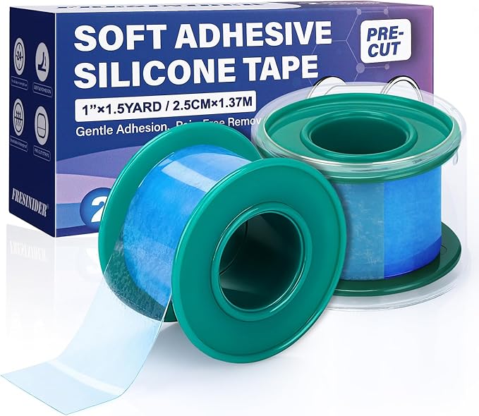FRESINIDER Silicone Medical Tape – 1" x 1.5 Yard Blue 2 Rolls, Waterproof & by FRESINIDER