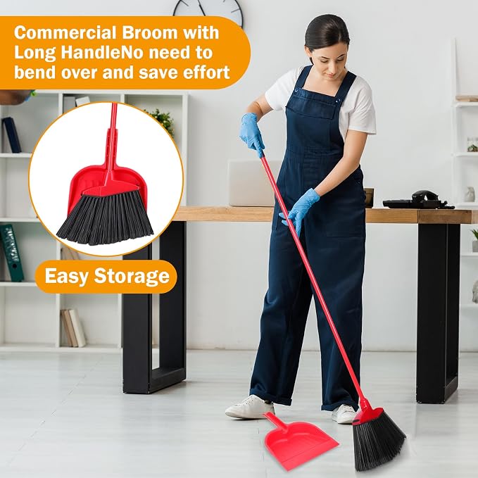 Maxcheck 6 Pcs Broom and Dustpan Set 54 Inch Heavy Duty Indoor Brooms - Image 3