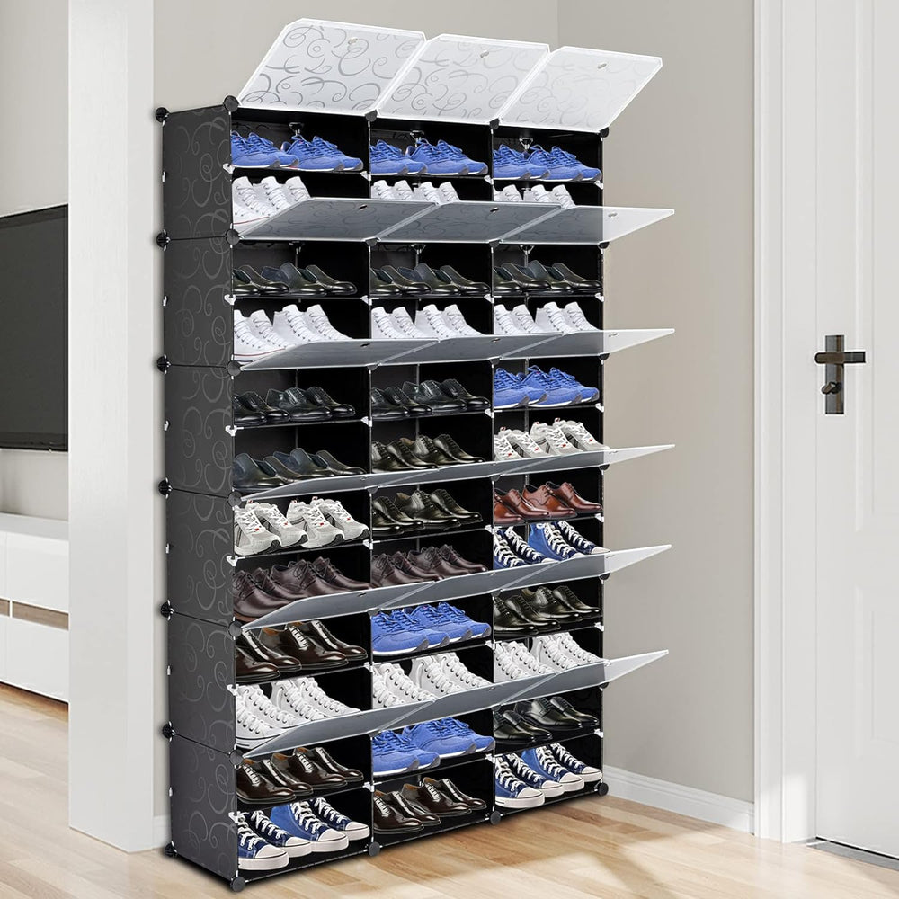 12-Tier Portable 72 Pair Shoe Rack Organizer, 36 Grids Tower Shelf Storage Ca...