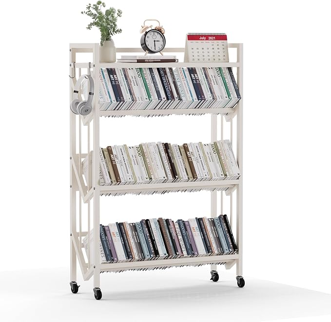 Book Carts 4 Tier 46.5x35.4x9.84 in Rolling Book Cart Large Capacity Bookshelf by foriy
