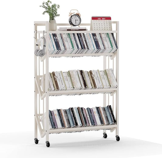 Book Carts 4 Tier 46.5x35.4x9.84 in Rolling Book Cart Large Capacity Bookshelf by foriy