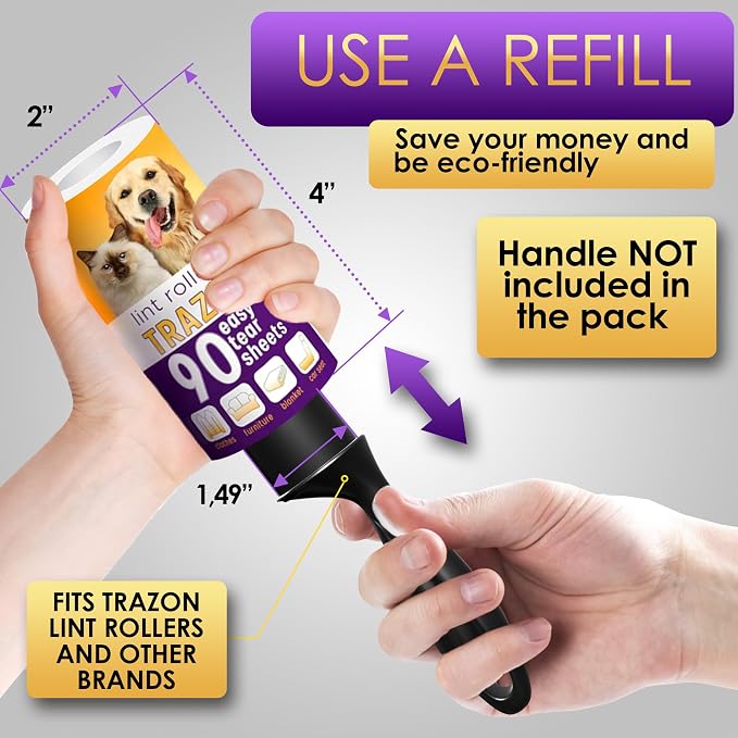 Lint Roller Refills 10 Pack of 900 Sheets / 10 Refills Rollers Only, Extra - Image 2