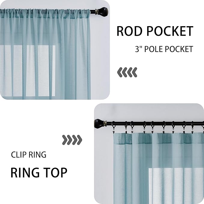 Tollpiz Sheer Door Curtain Closet Linen Textured Curtains Sheer Doorway Light - Image 5