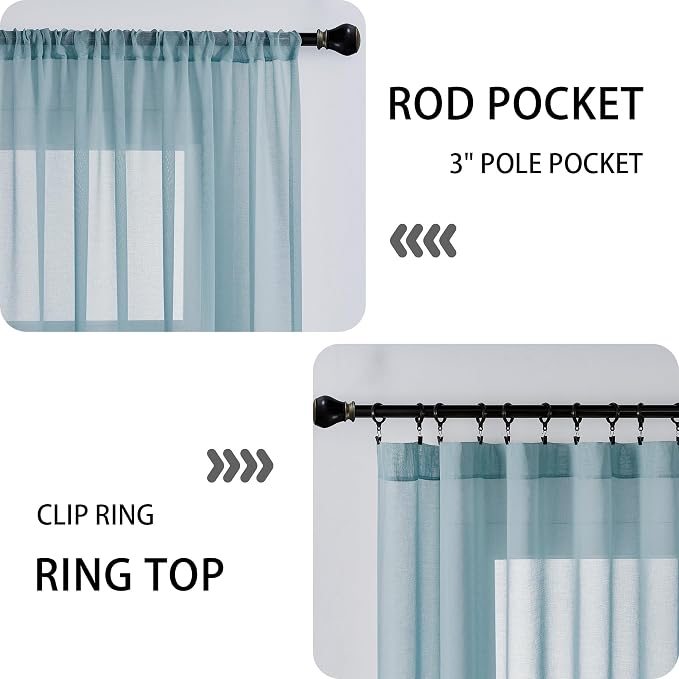 Tollpiz Sheer Door Curtain Closet Linen Textured Curtain Sheers Doorway Light - Image 5