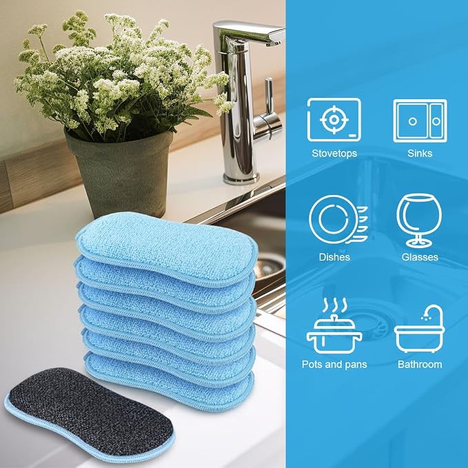 HOMEXCEL 12 Pack Multi-Purpose Scrub Sponges Kitchen, Dish Sponge, Non-Scratch - Image 6