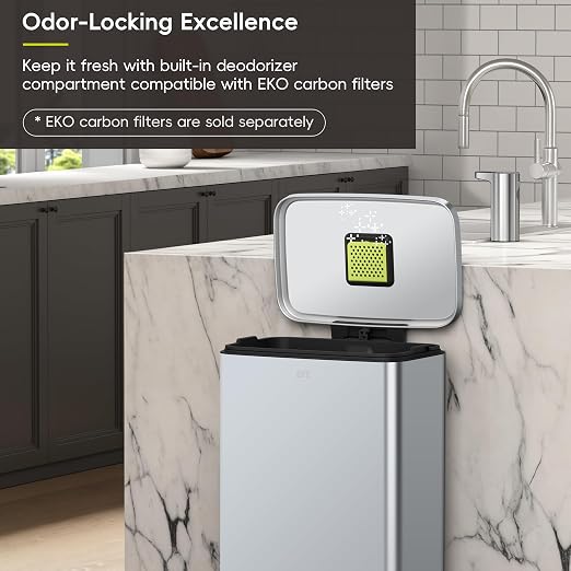 EKO Madison Matte Grey Stainless Steel 50 Liter/13.2 Gallon Step Trash Can - Image 9