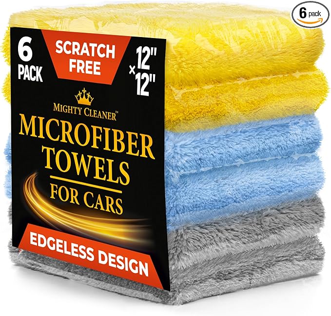 Edgeless Microfiber Towels for Cars – 6pk by MightyCleaner