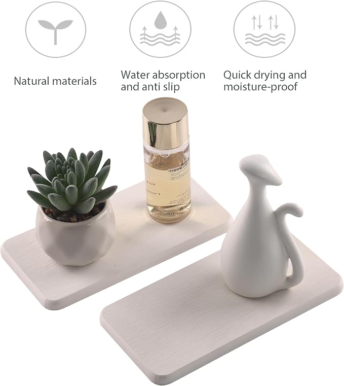 2 Pcs Water Absorbing Stone Trays, Kitchen/Bathroom Sink Soap Dish, Diatomite - Image 2