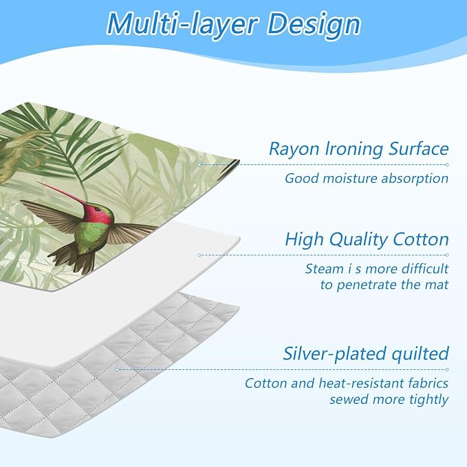 Green Anna Hummingbird and Palm Leaves Ironing Mat Thickened Ironing Blanket - Image 4