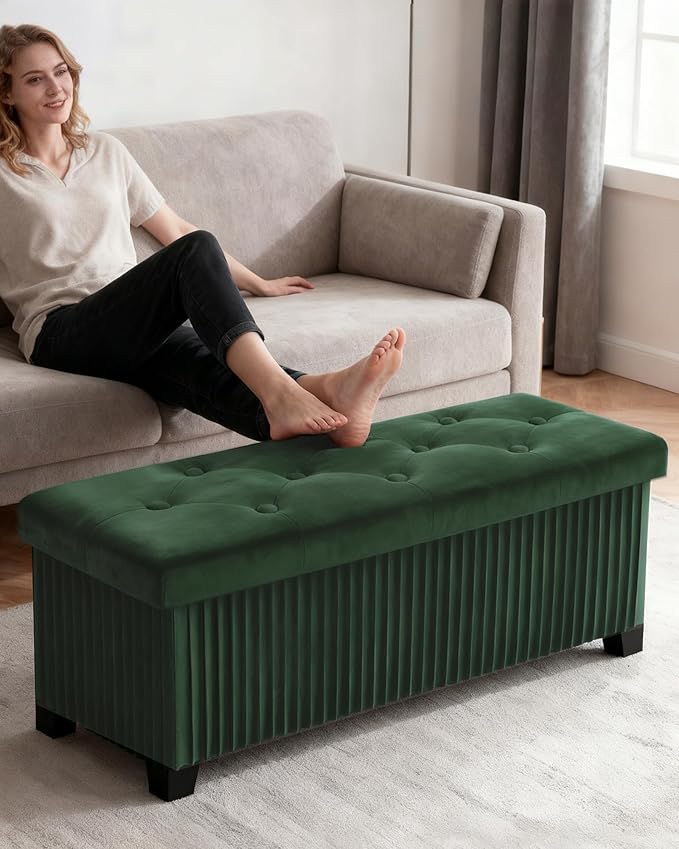 Storage Ottoman Bench, 43 Inch Foldable Ottoman - Image 5