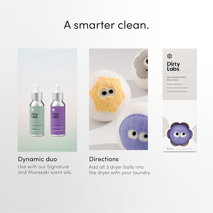 Dirty Labs | 100% New Zealand Wool Enzyme Buddies Dryer Balls | 3 Balls | - Image 7