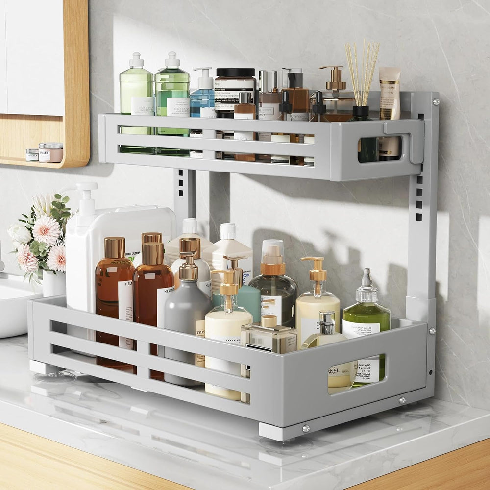 2 Pack 19IN-Depth Under Sink Organizer,Pull Out Cabinet Organizer With Smooth...