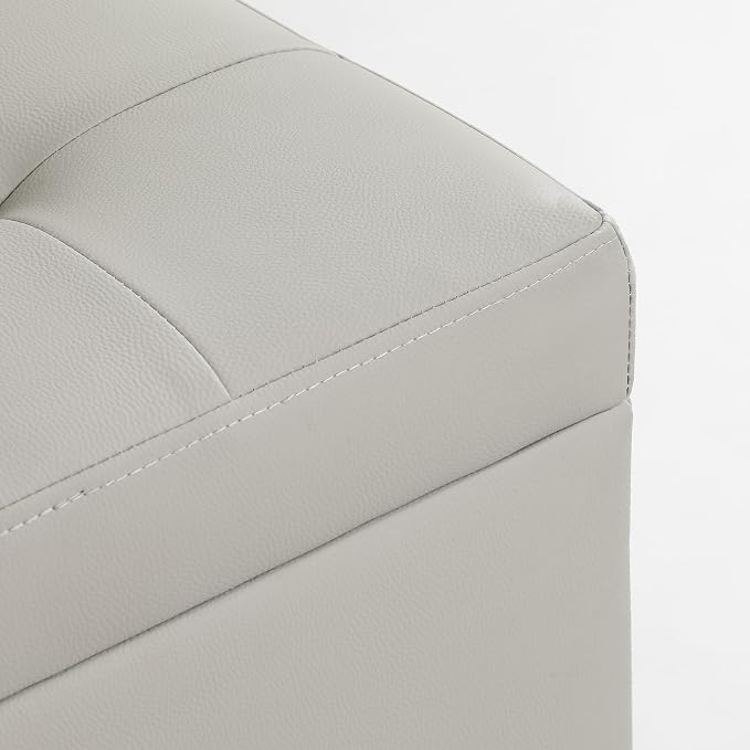 Adeco 18" PU Storage Ottoman, Upholstered Square Faux Leather Foot Rest - Image 6