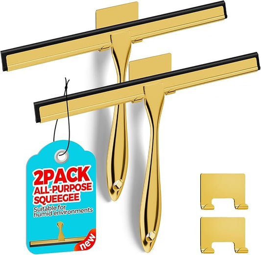 2PACK 12-Inch Golden All-Purpose Shower Squeegee by ALFLOD