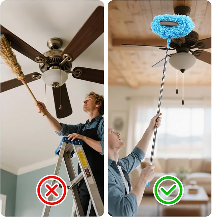 Ceiling Fan Cleaner Duster Reusable Microfiber Removable Extendable Duster - Image 5
