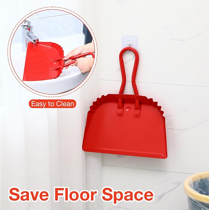 Mumufy 4 Pack 12 inch Heavy Duty Metal Dustpan Large Wide Dust Pans - Image 4