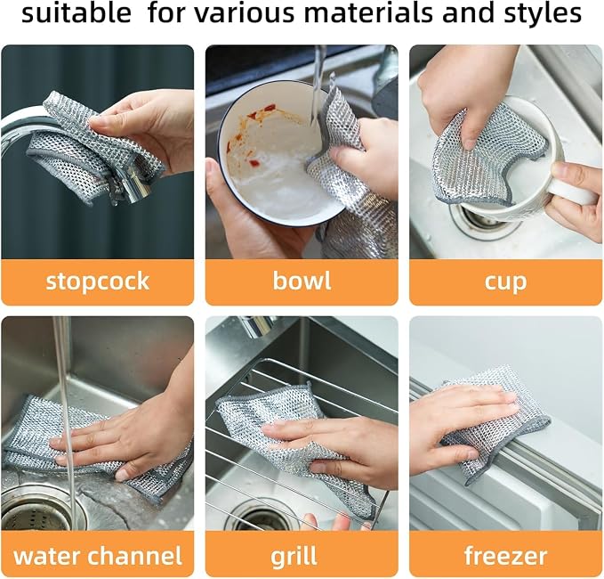 Multipurpose Wire Miracle Cleaning Cloths, Magnifying Wire Dishwashing Rags - Image 3