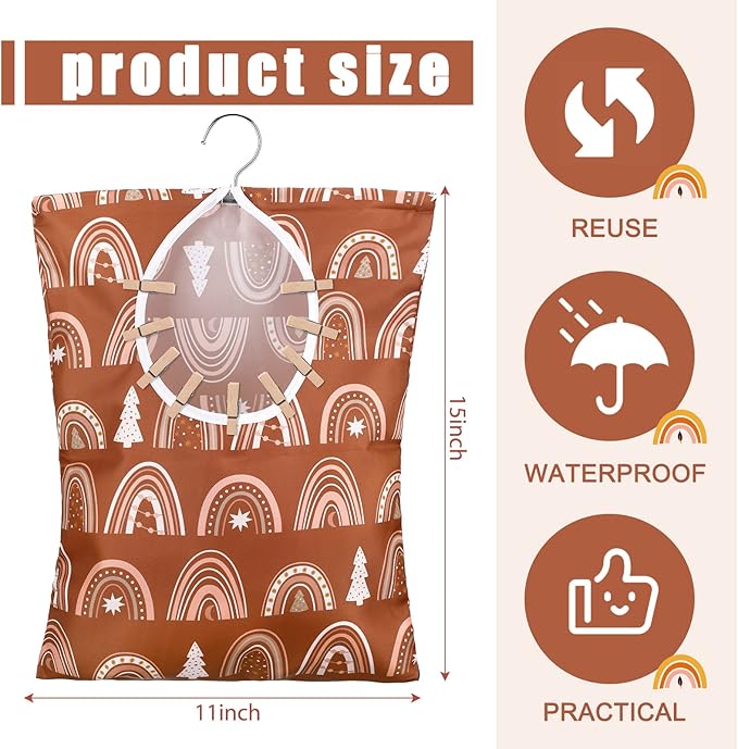 Woanger 2 Pcs Clothes Pin Bag Clothespin Holder 15 x 11 in to Hang on Line - Image 2