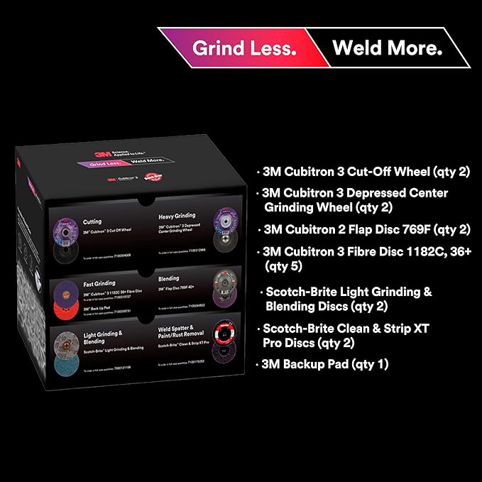 3M Grind Less Weld More Promo Kit, 4-1/2 in Discs, 16 Piece Welding Kit - Image 2