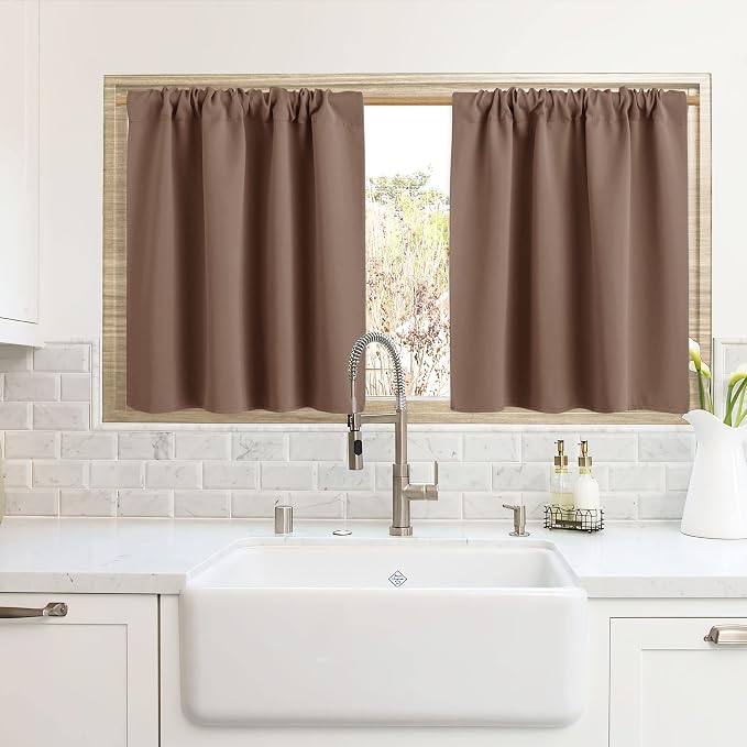 RYB HOME Blackout Curtains for Kitchen, Over Sink Privacy Curtains Window Decor by RYBHOME