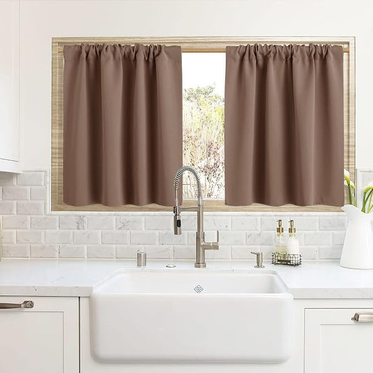 RYB HOME Blackout Curtains for Kitchen, Over Sink Privacy Curtains Window Decor by RYBHOME