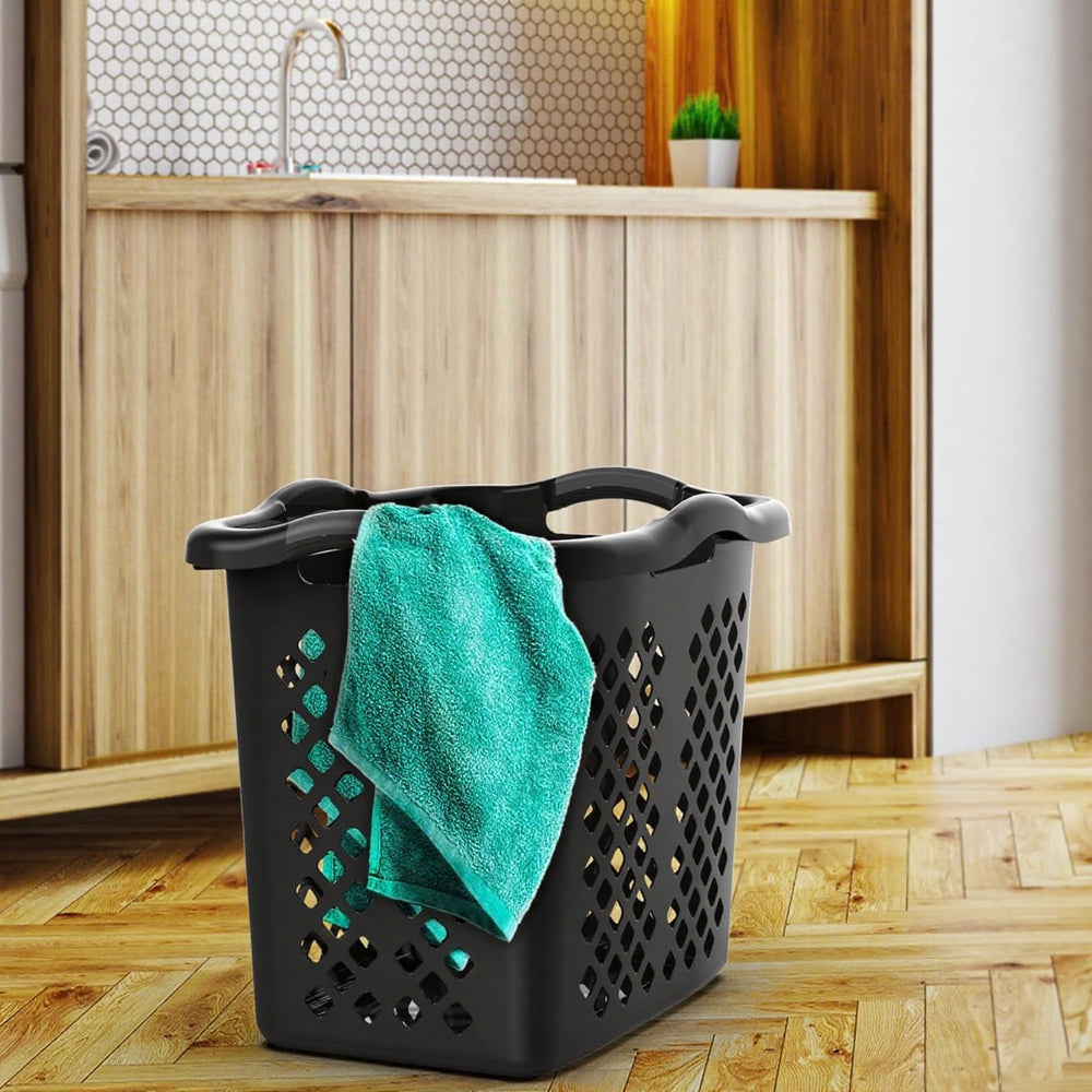 2-Pack 2 Bushel Plastic Laundry Basket, Black