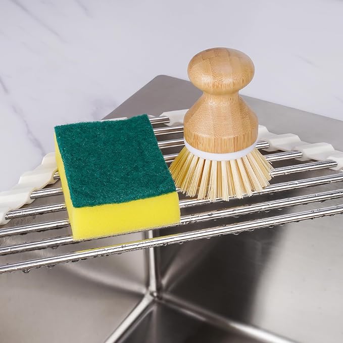 Tomorotec Triangle Roll-Up Dish Drying Rack Sink Corner Small Foldable - Image 2