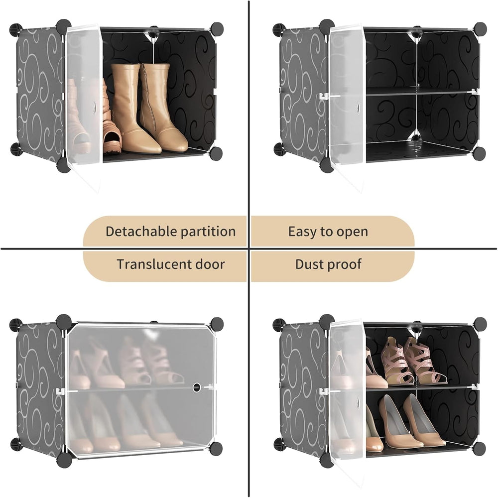 Portable Shoe Rack Organizer with Door, 48 Pairs Shoe Storage Cabinet Easy As...