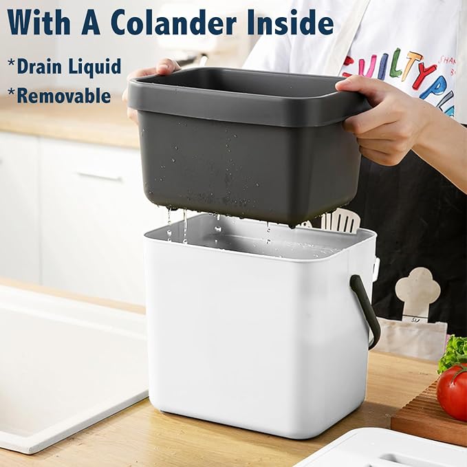 Kitchen Compost Bin Countertop, LALASTAR Hanging Trash Can - Image 3