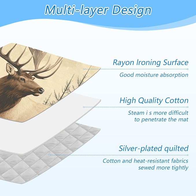 Retro Elk Winter Ironing Mat for Table top Portable Ironing Pad Blanket for - Image 4