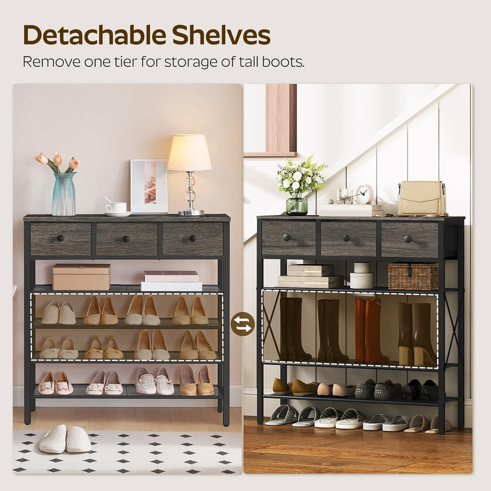 YATINEY 5-Tier Shoe Rack with 3 Drawers, Metal Shoe Organizer for 20 Pairs wi...